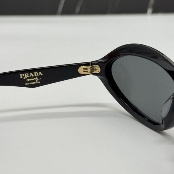 NEW PRADA SUNGLASSES PRA20S 16K5S0 WOMEN BLACK SPR A20 OVAL PR A20S 16K5S0 - Picture 7 of 10